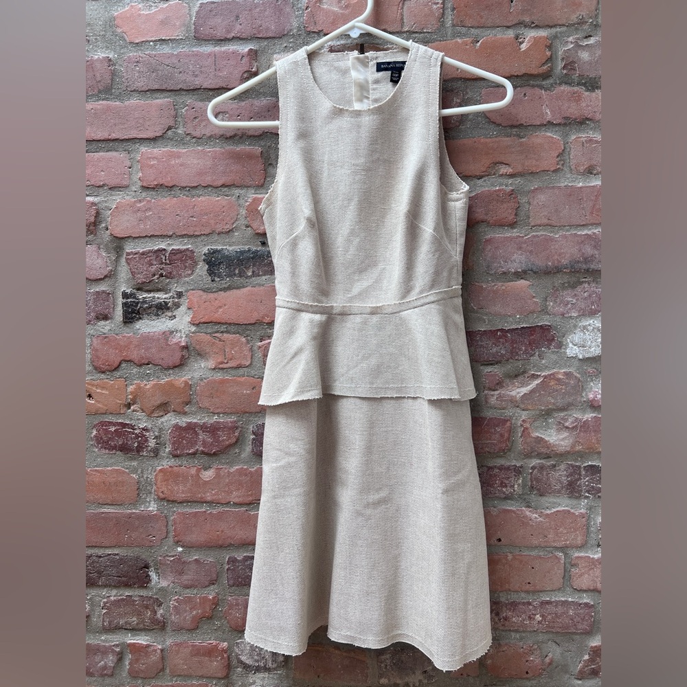 Banana Republic Cream Sleeveless Peplum Midi Dress